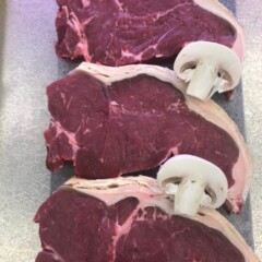 raw steaks with mushrooms